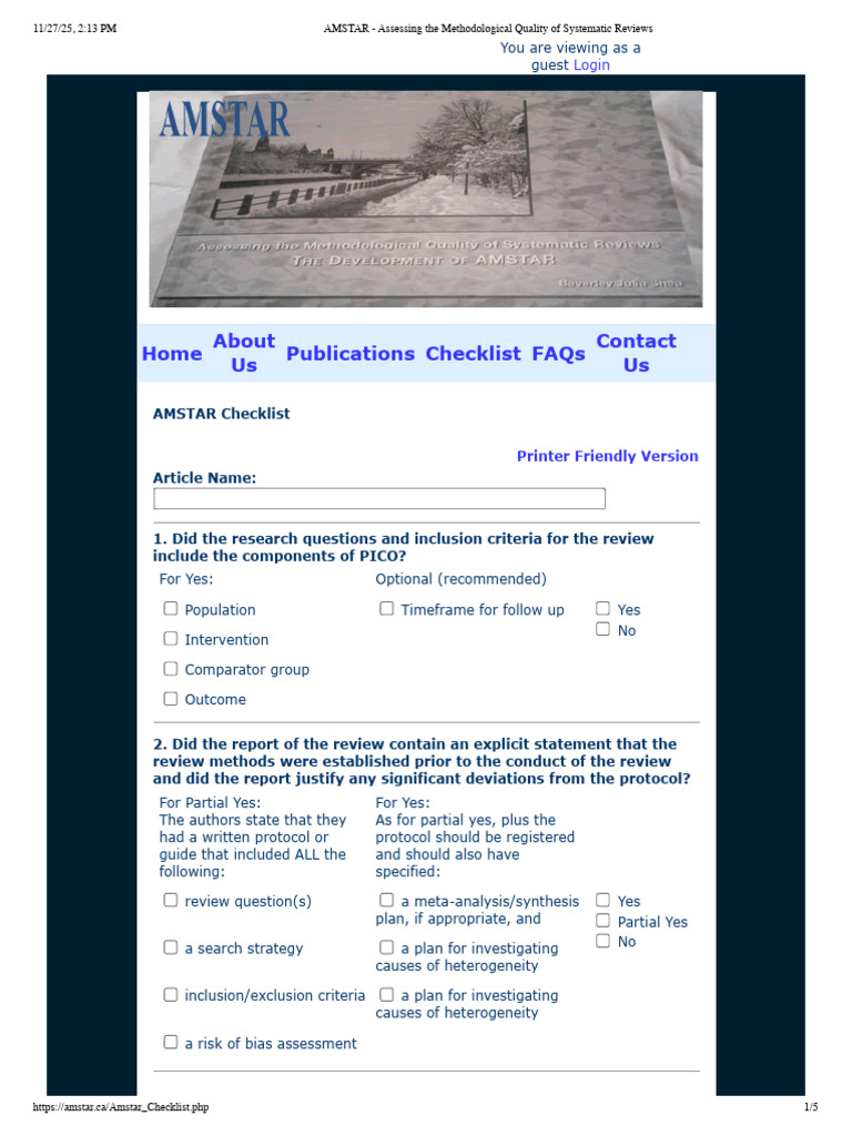AMSTAR - Assessing The Methodological Quality of Systematic Reviews ...