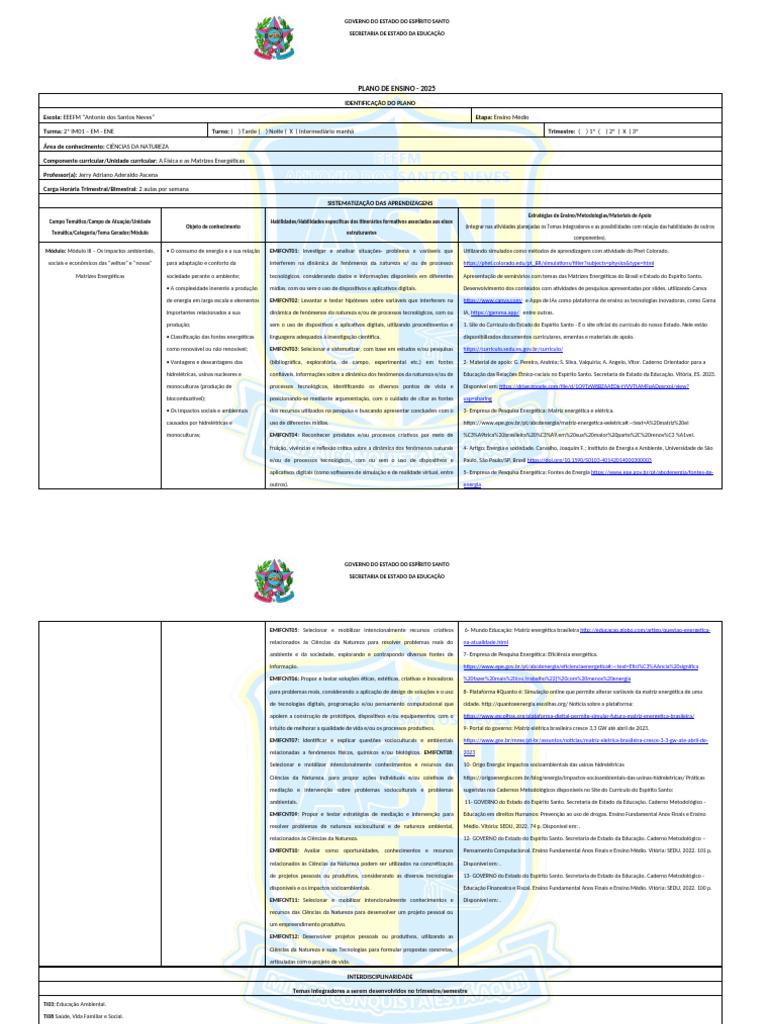 2 M.E Plano de Ensino 2025 - Tdics - Escolas Do Futuro - em | PDF ...
