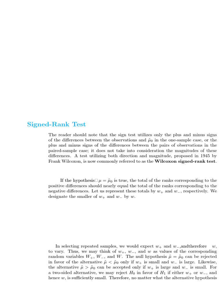 Wilcoxon Signed Rank Test | PDF | Research Methods | Statistical Analysis