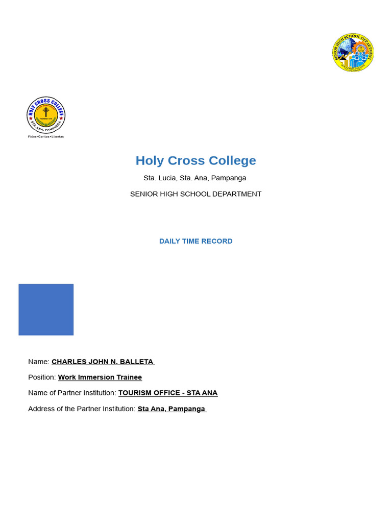 Sample DTR For Work Immersion - Docx 20260104 000141 0000 | PDF