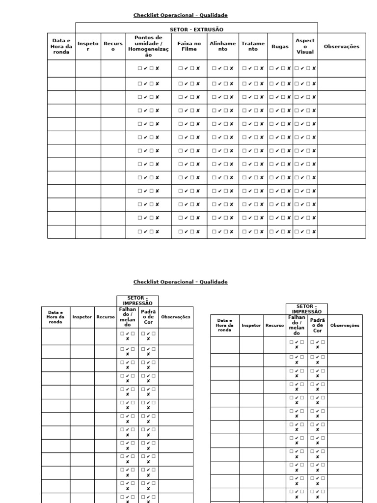 Checklist Operacional | PDF