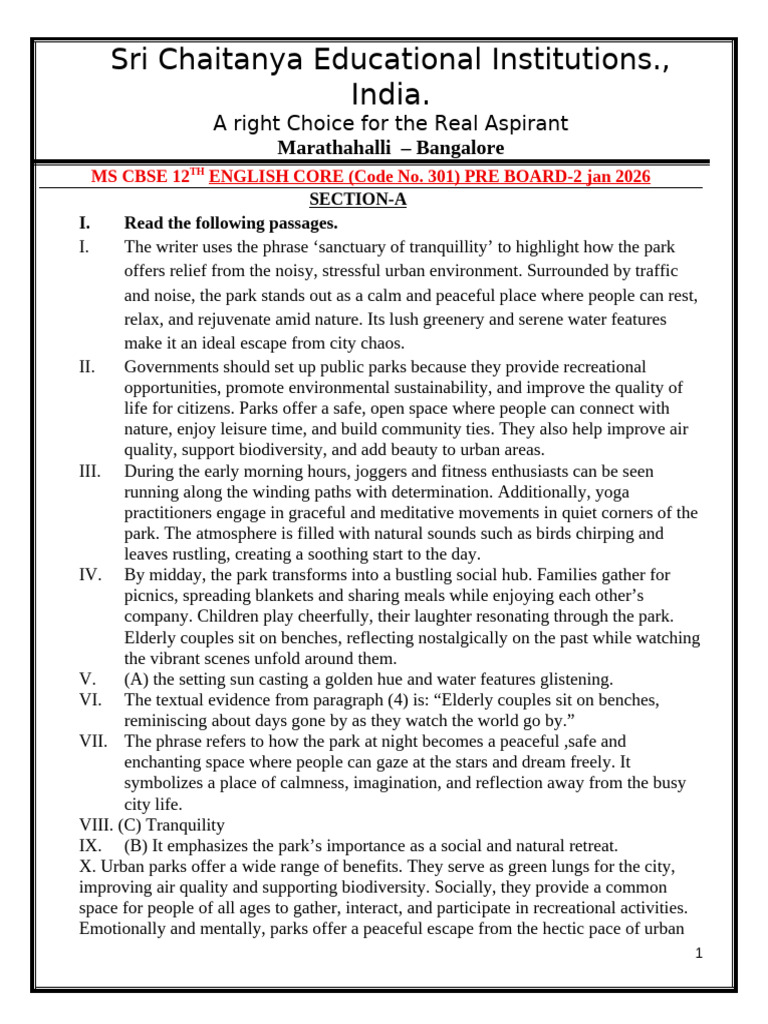 English - Cbse - Scheme of Evalution | PDF | Résumé