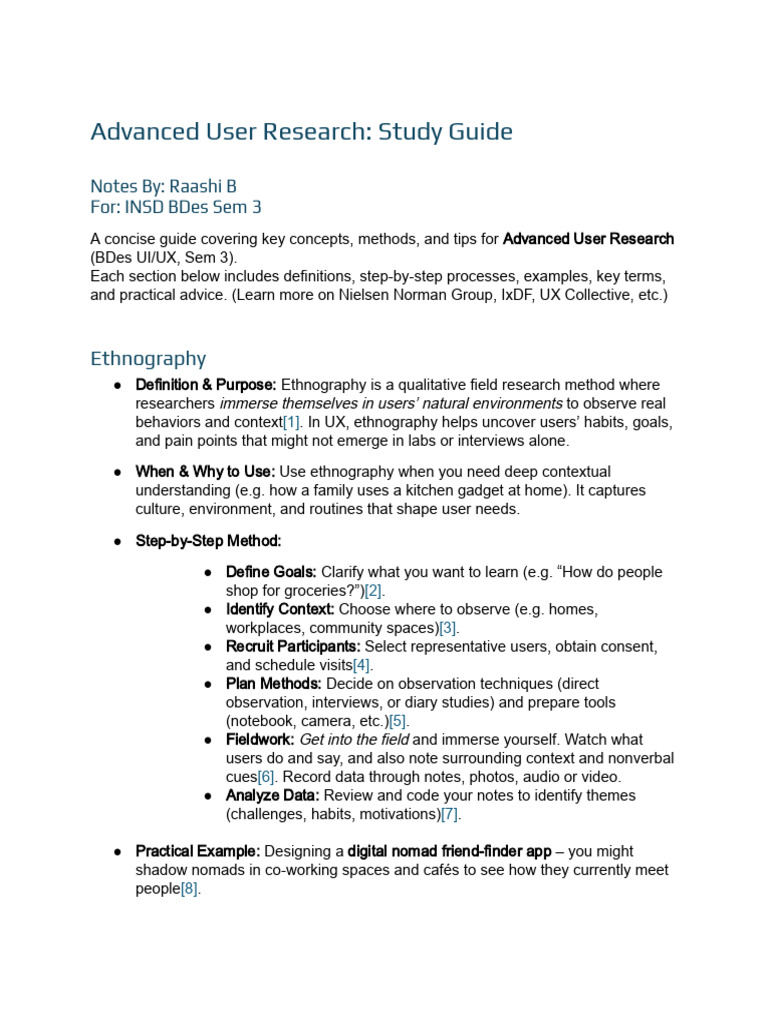Advanced User Research_ Notes_RBxINSD | PDF