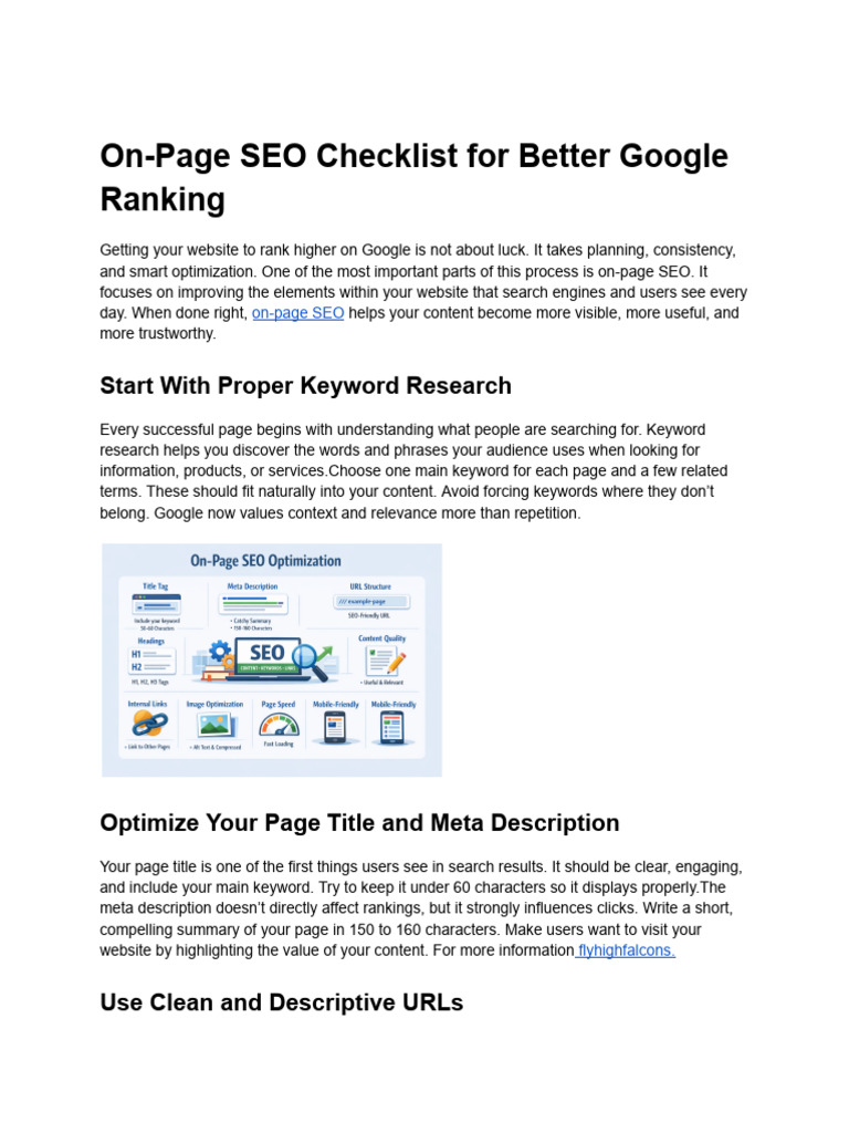 On Page SEO Checklist : 20 Steps For Better Google Ranking must read ...