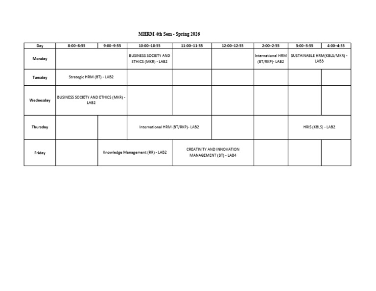 Timetable | PDF