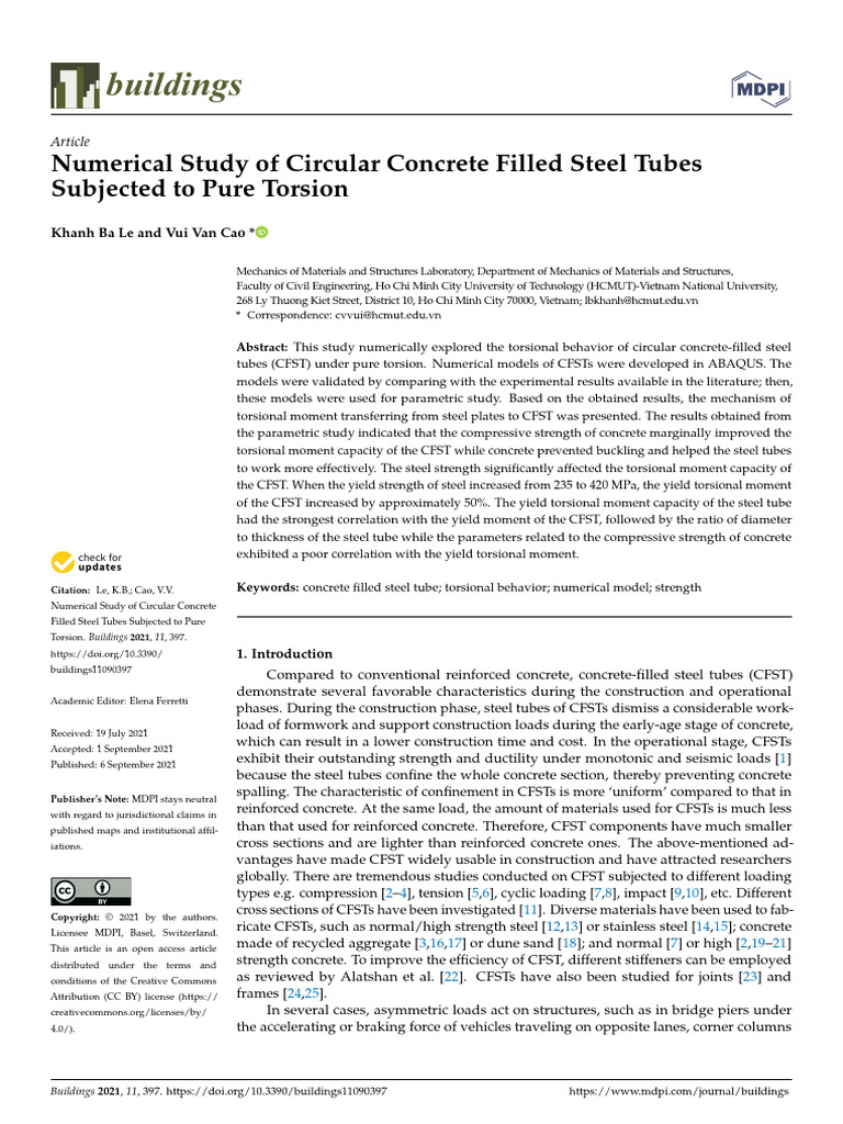 Numerical Study of Circular Concrete Filled Steel | PDF | Strength Of ...