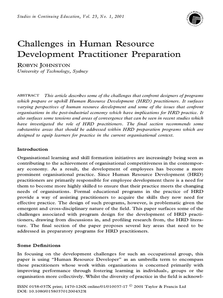 Challenges For HRD Prationers - Removed | PDF | Learning | Cognition