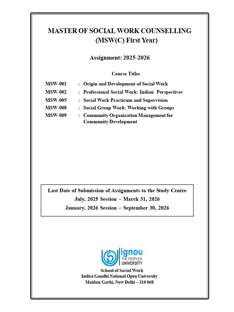 MSW 002 25 26 English | PDF | Social Work