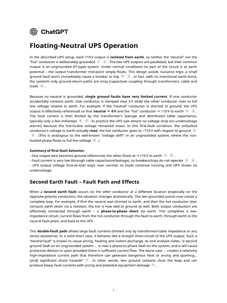 Floating-Neutral UPS Operation | PDF | Electrical Components | Electric ...