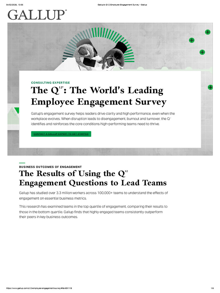 Gallup's Q12 Employee Engagement Survey - Gallup | PDF | Industrial And ...