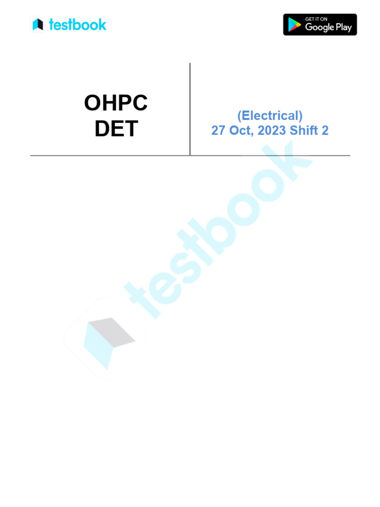 OHPC DET (Electrical) Official Paper (Held On_ 27 Oct, 2023 Shift 2 ...