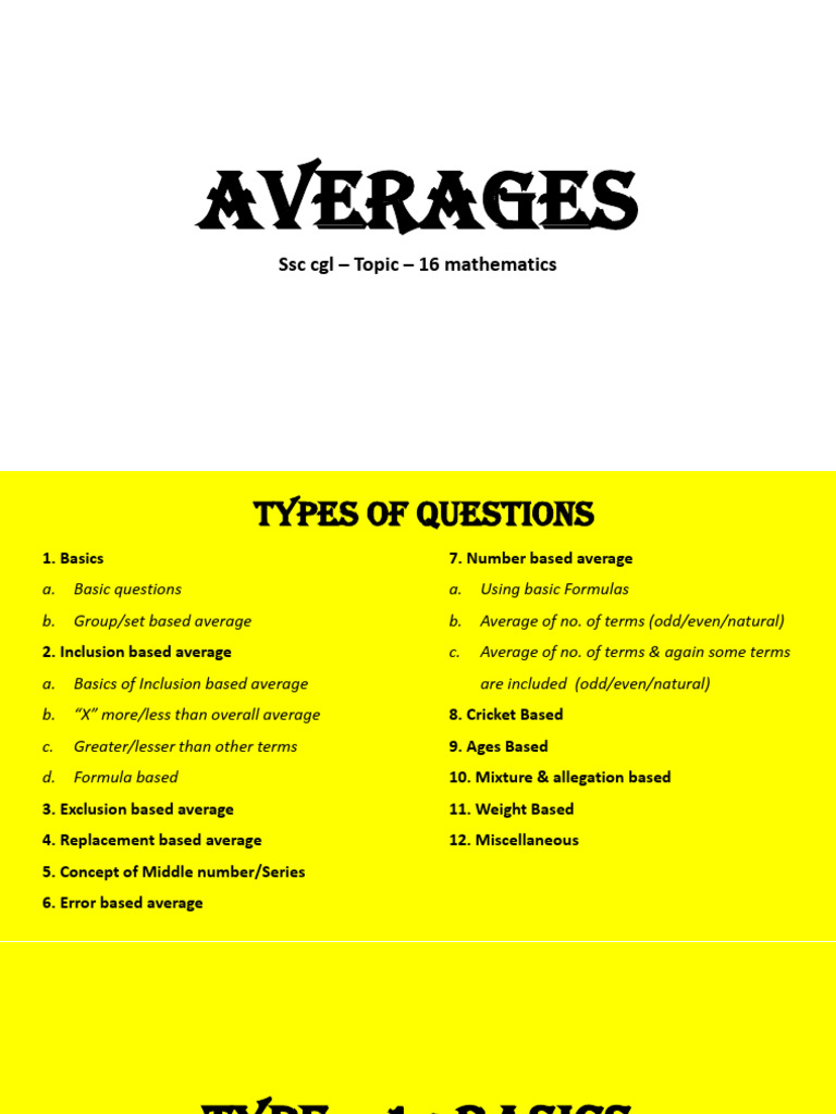 1 - Averages Complete Chapter | PDF