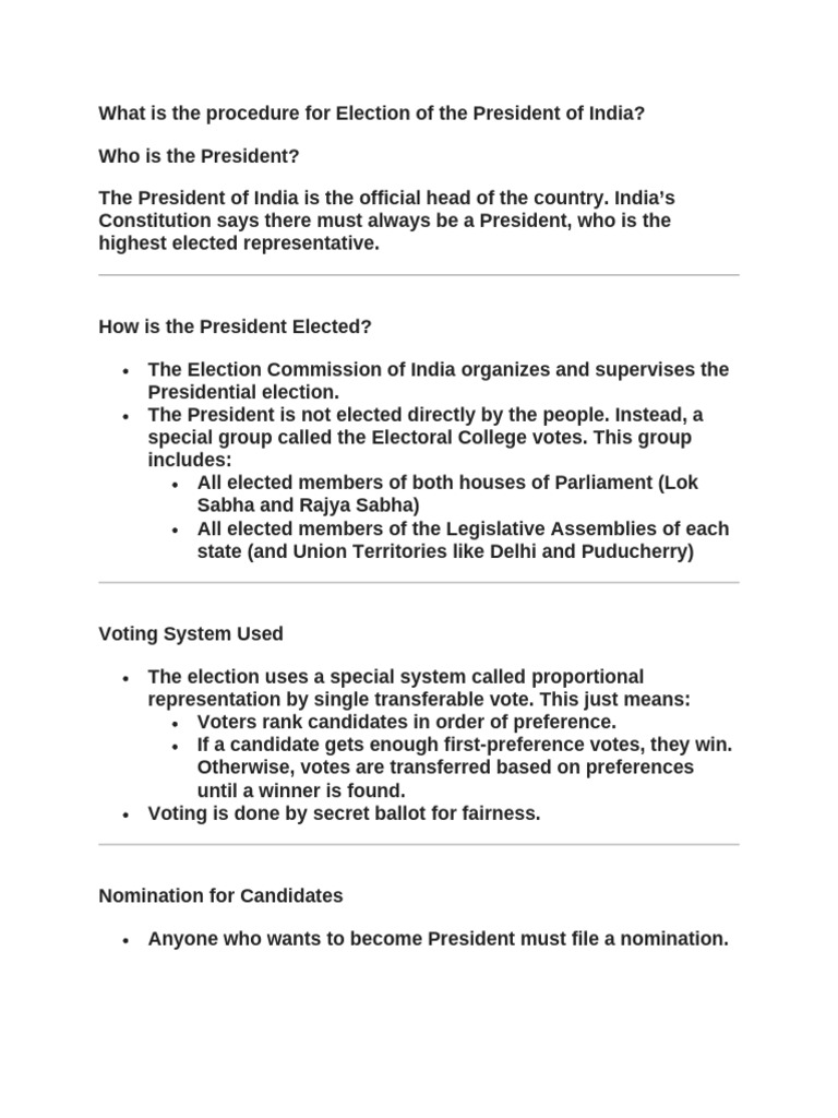 Election of The President of India | PDF | Elections | Voting