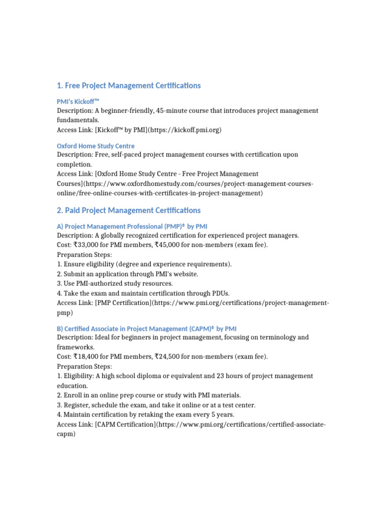 Project Management Certification | PDF | Project Management ...