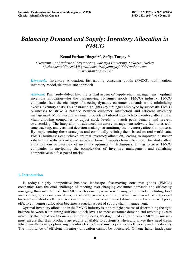Balancing Demand and Supply Inventory Al | PDF | Inventory | Forecasting