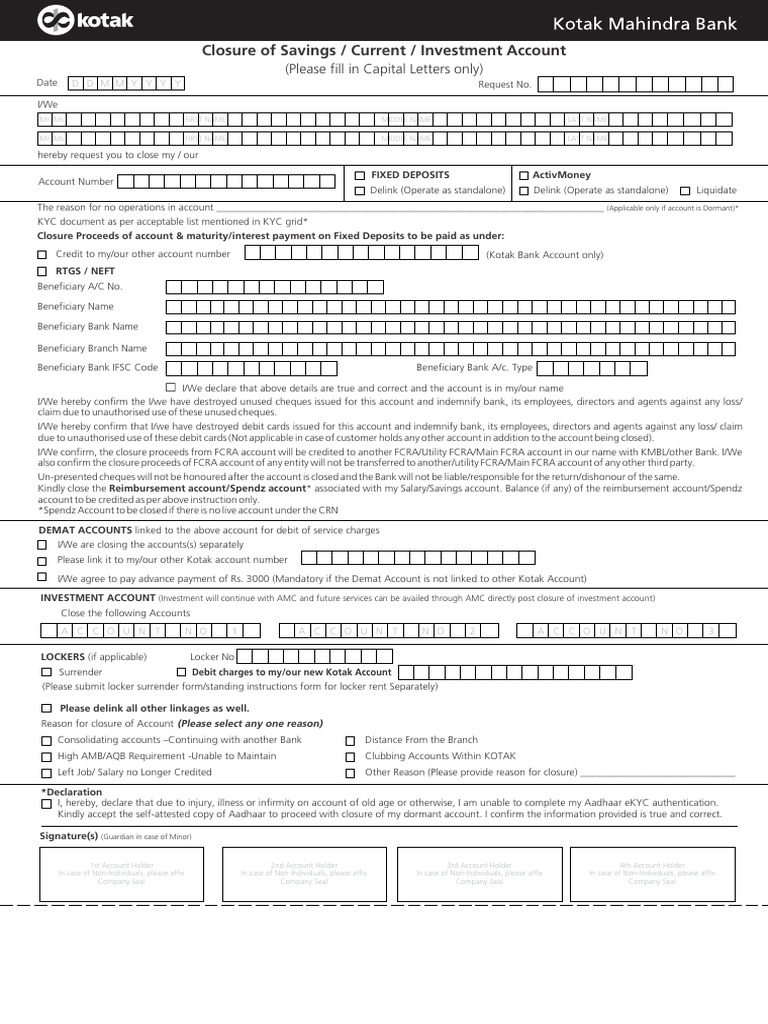 account-closure-form-for-savings-current-and-investment-accou... | PDF ...