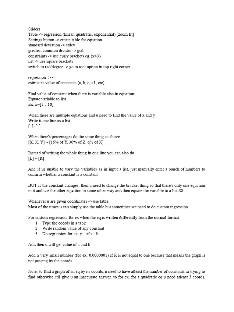Desmos Notes (1) | PDF