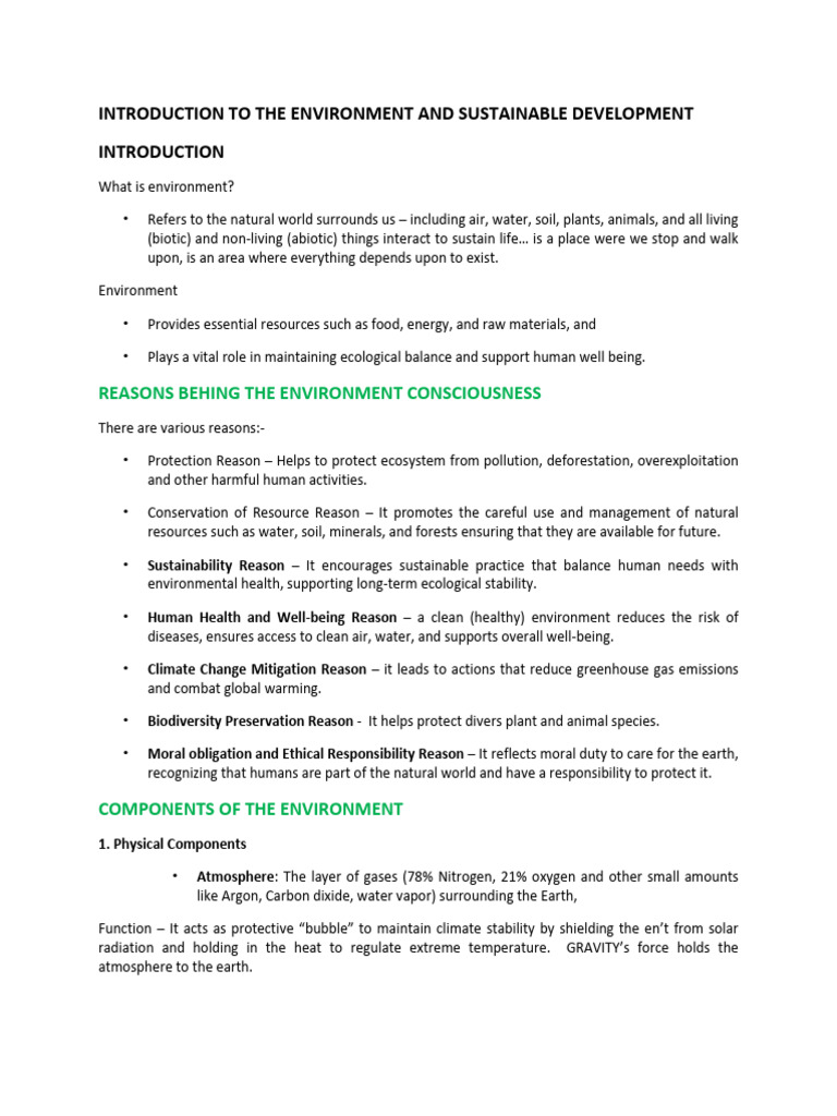 Introduction To The Environment and SD Part 1 | PDF | Sustainability ...