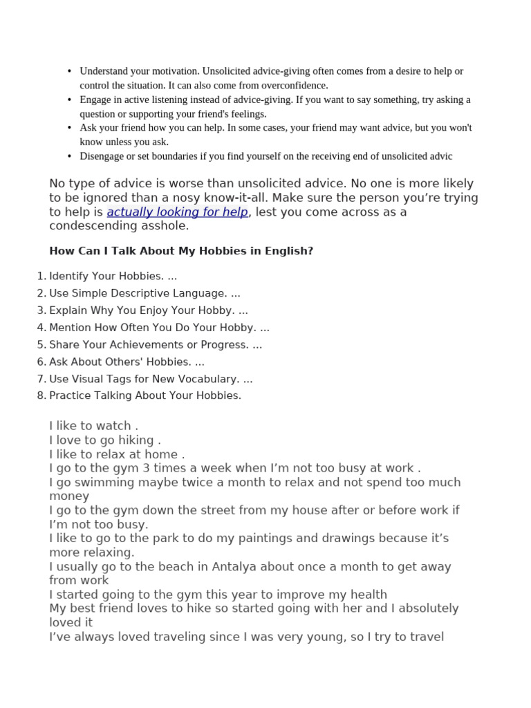 How Can I Talk About My Hobbies in English | PDF | Teachers | Behavior ...