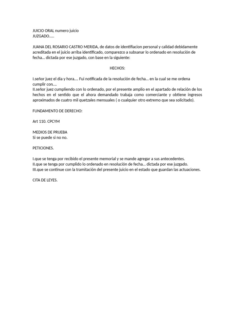 Memorial de Subsanar | PDF