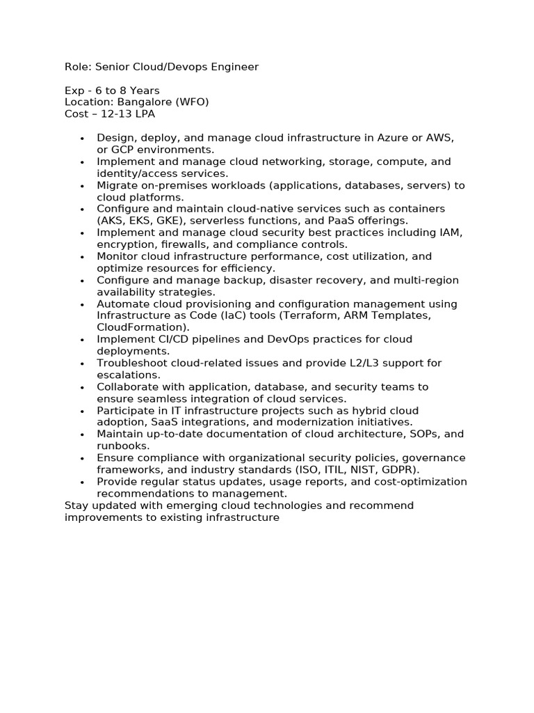 Senior Cloud Devops Eng 1 Cloud | PDF