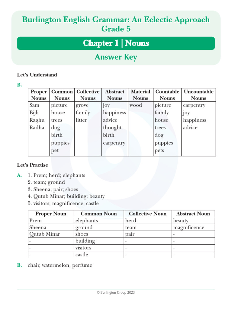 TM - EG5 - CI - EG5 - Answer Key | PDF | Noun | English Grammar