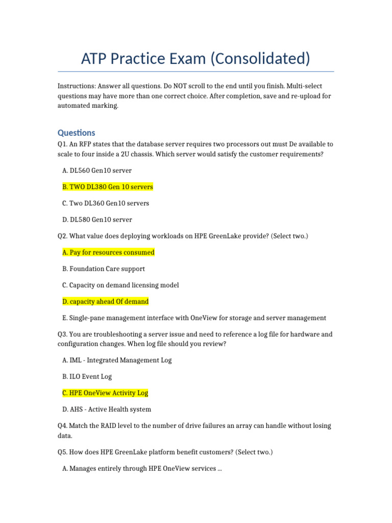 ATP Practice Exam Consolidated | PDF | Server (Computing) | Computing