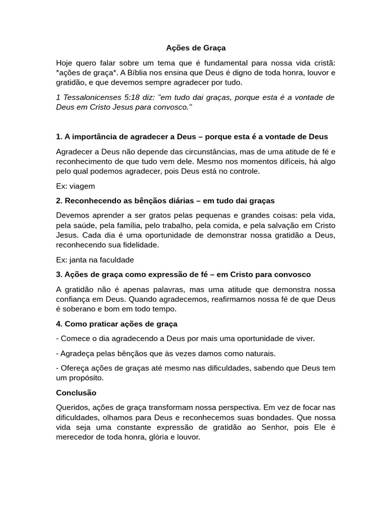 Ações de Graça | PDF