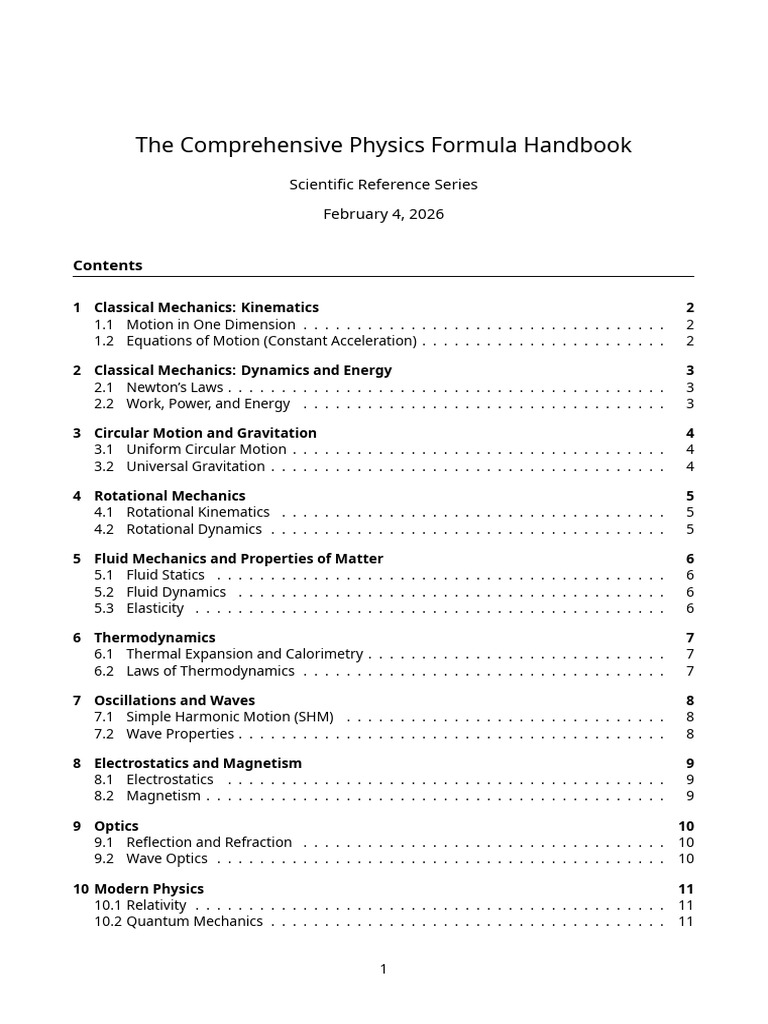 Physics Formula Handbook | PDF | Rotation Around A Fixed Axis | Kinematics