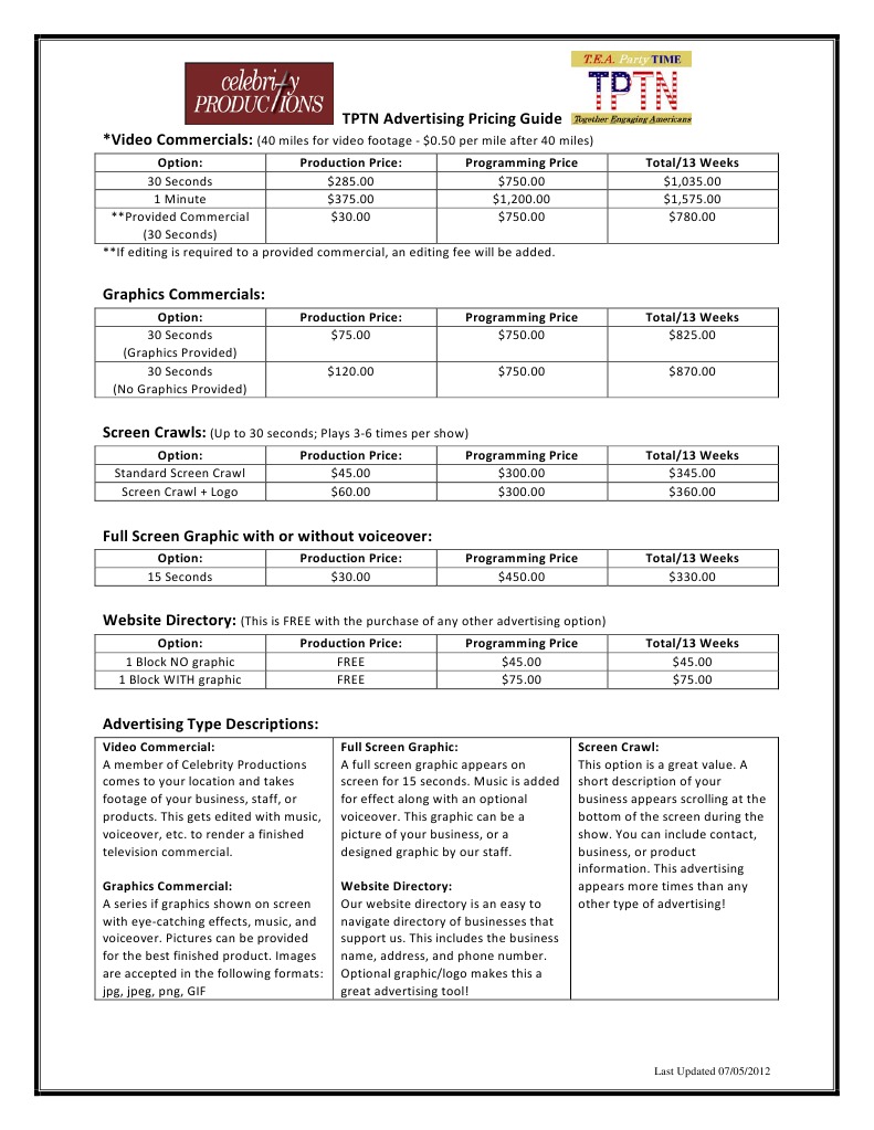 Advertising Pricing Totals 2 | PDF
