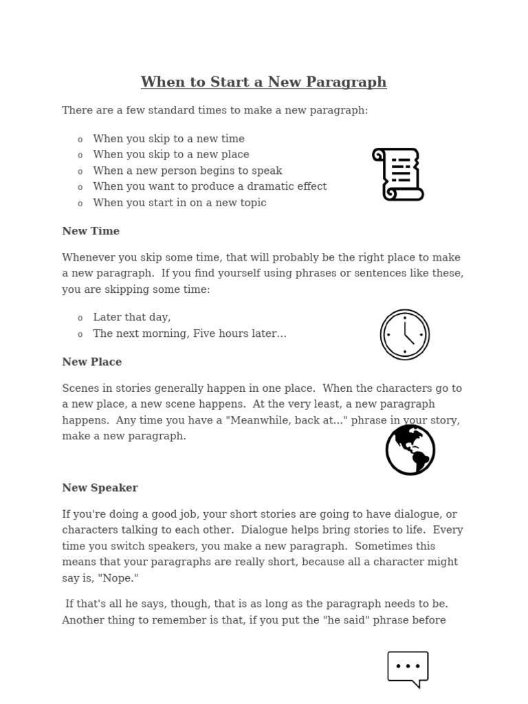 When To Start A New Paragraph With Examples | PDF