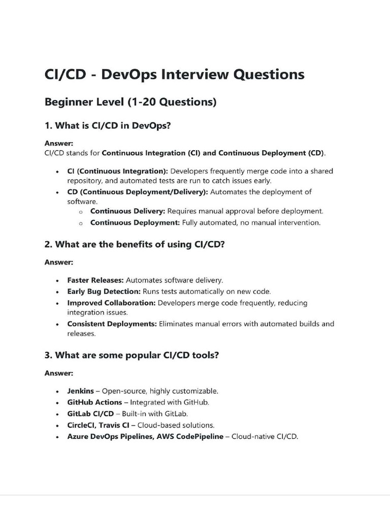 CI _CD - Devops Interview Questions | PDF