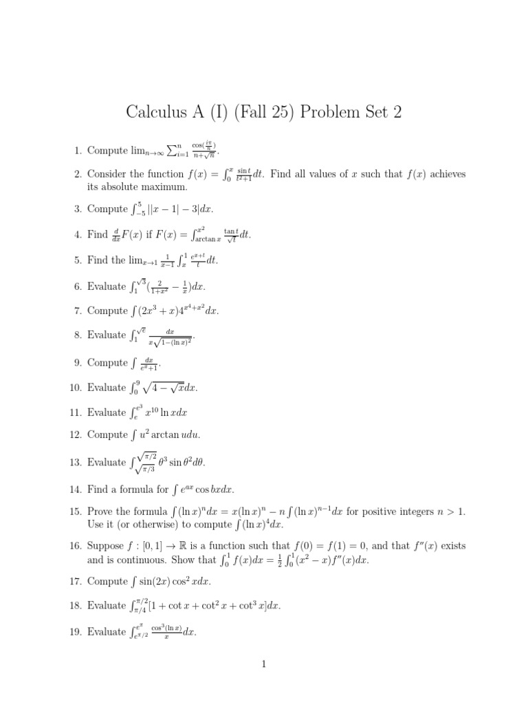 F25 Calculus PS 2 | PDF | Cartesian Coordinate System | Area