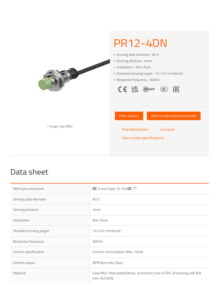 PR12-4DN | PDF | Manufactured Goods | Electronics