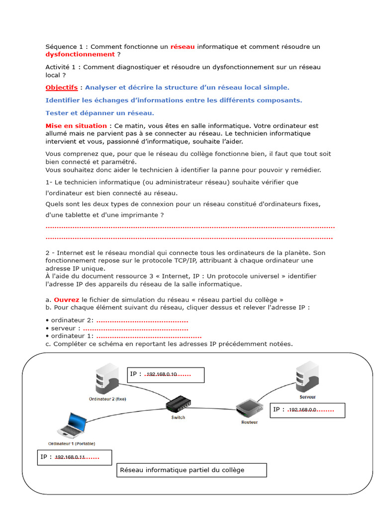 DAKIR SARAH - Séquence 1 Fiche de Travail 1 - Copie | PDF | Serveur ...