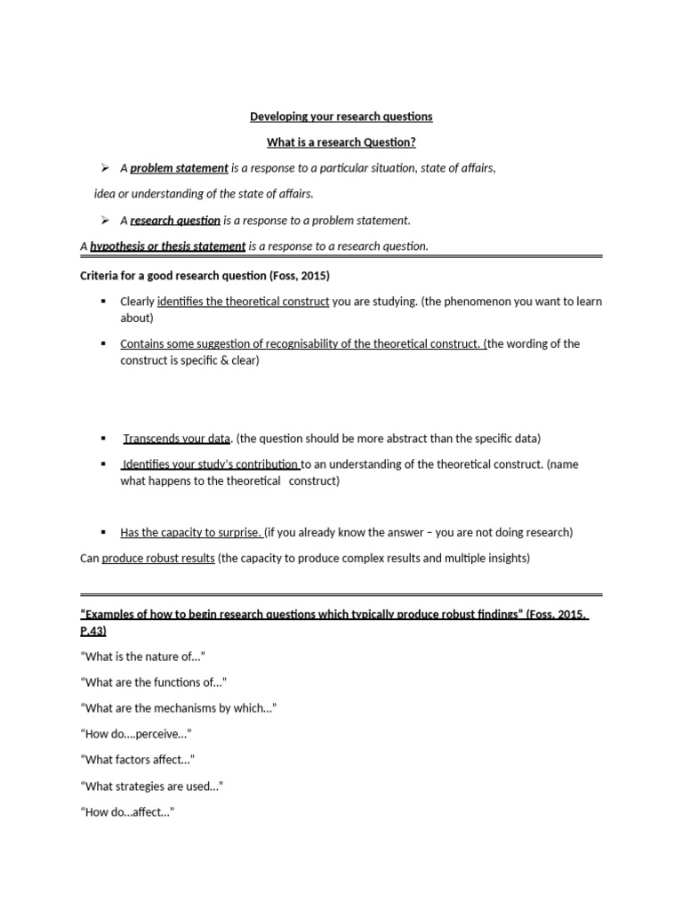 Writing Good Research Questions | PDF