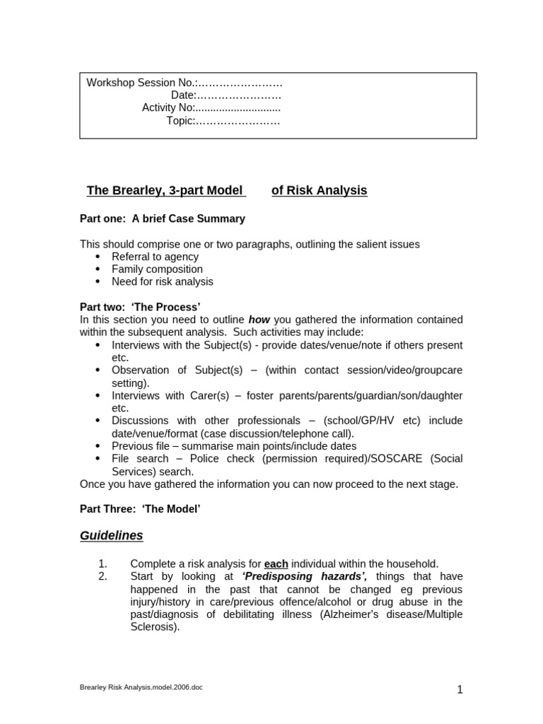 Brearley ASSESSMENT-Risk Analysis - Model | PDF | Substance Abuse
