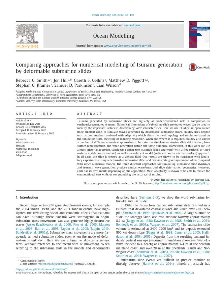 Comparing Approaches For Numerical Modelling of Tsunami Generation by ...