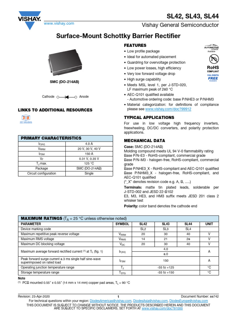 sl42 | PDF | Rectifier | Electronics