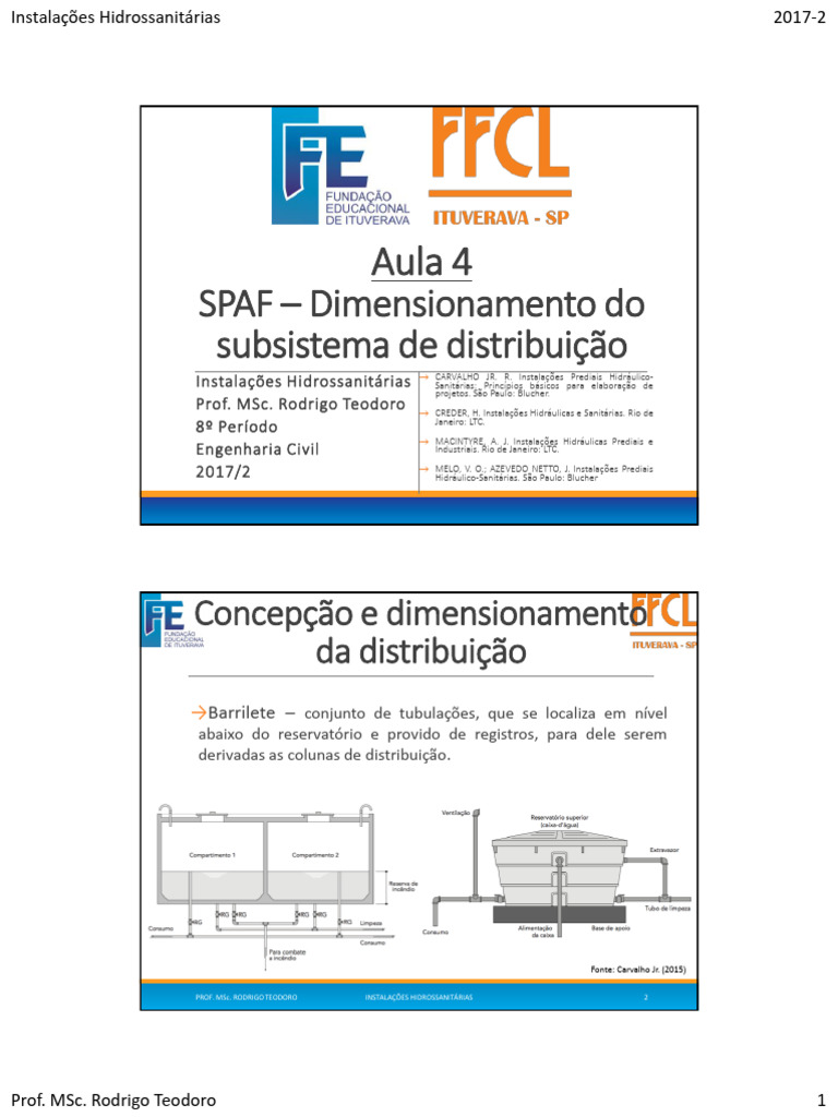 4 IH SPAF Dimensionamento Do Subsistema de Distribuição | PDF