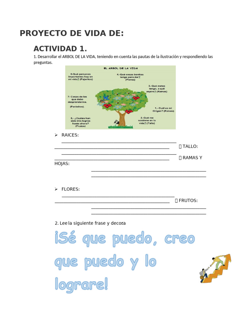 actividades de proyecto de vida para alumnos de quinto grado | PDF