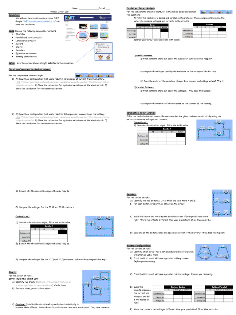 Circuit Analysis Virtual Lab | PDF | Electrical Network | Series And ...