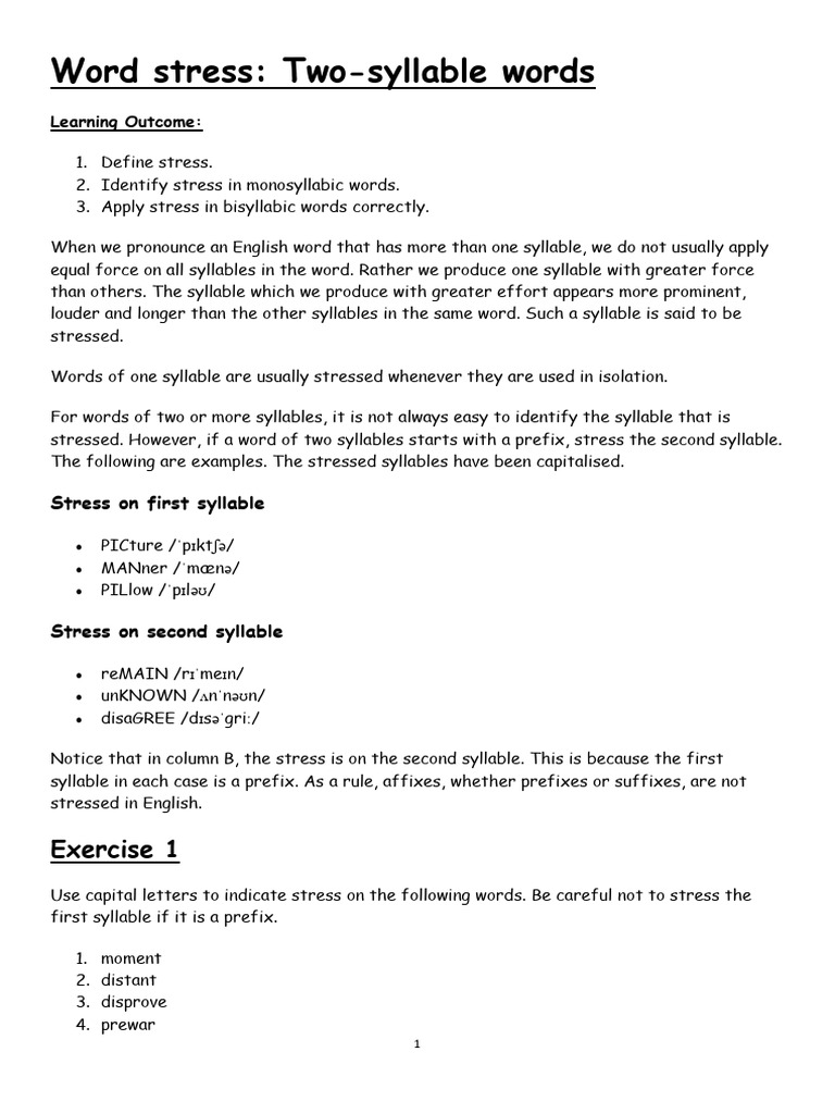 S.S 2 Week 4 Notes Term 2 | PDF | Stress (Linguistics) | Word
