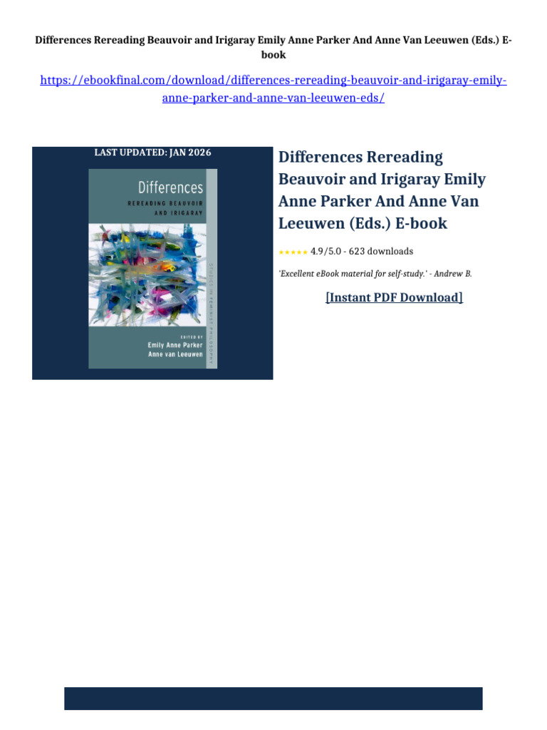 Differences Rereading Beauvoir and Irigaray Emily Anne Parker And Anne ...