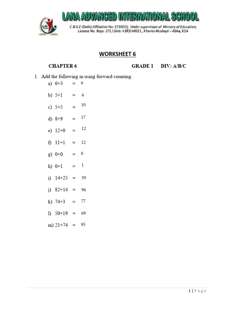 Chapter 6 Worksheet Answer | PDF