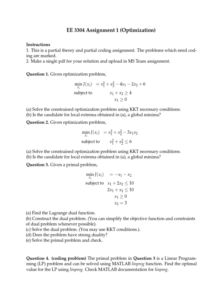 Assignment1 Optimal Control | PDF | Mathematical Optimization | Systems ...