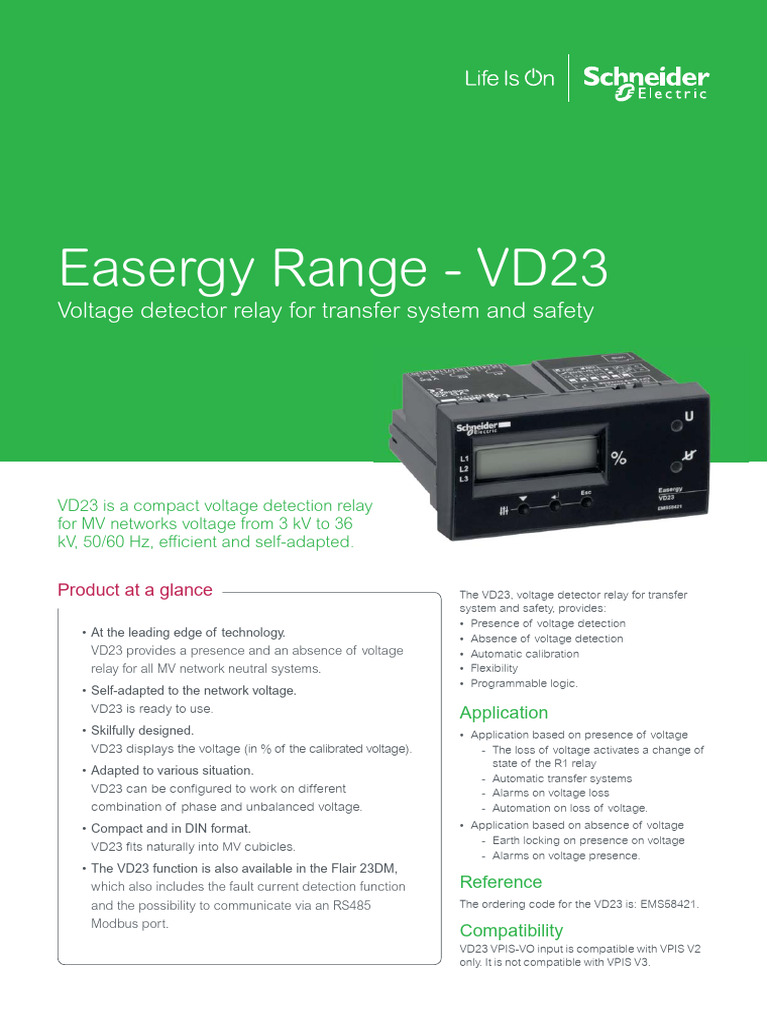 Catálogo Easergy Range VD23 | PDF | Relay | Electromagnetism