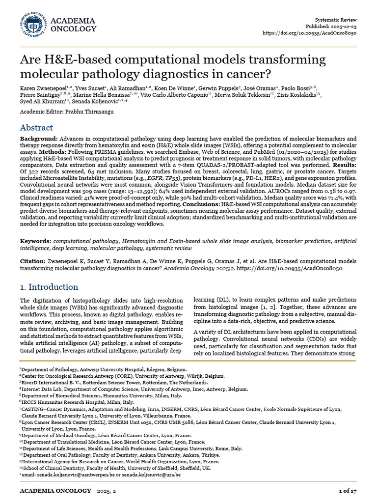 Are H&E-based computational models transforming molecular pathology ...