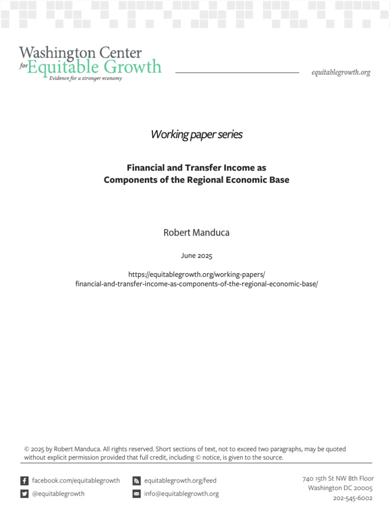 WP Financial and Transfer Income As Components of The Regional Economic ...