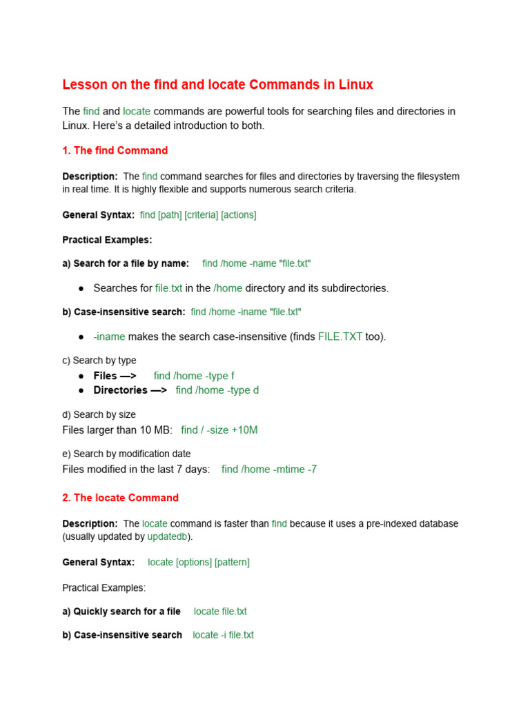 Copie de Chapter 8 Find & Locate Commands | PDF
